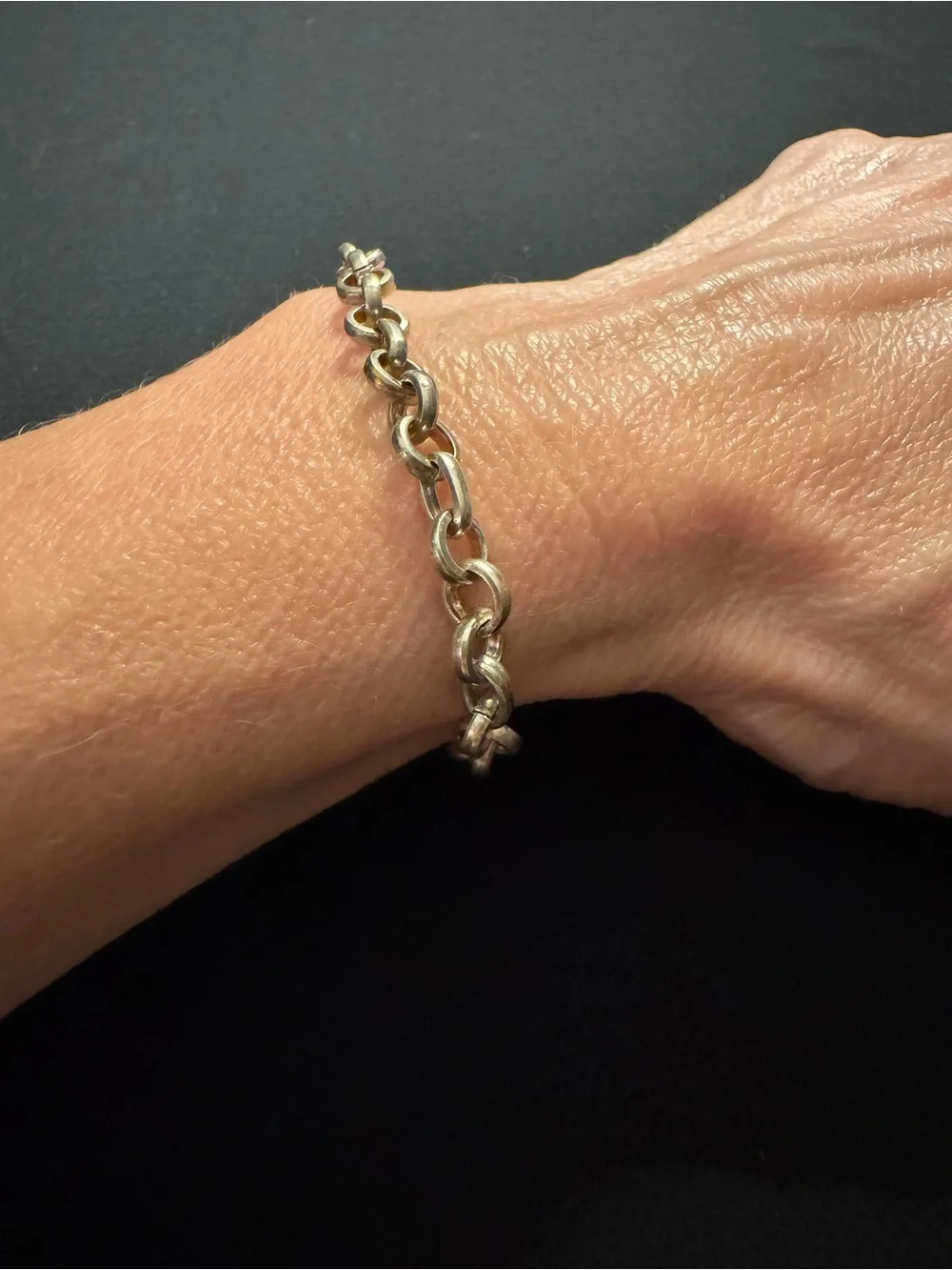 Sterling Silver 925 Rolo Link Toggle Bracelet 8” 12.24g